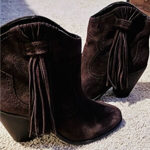 Jessica Simpson Dark Brown Suede Ankle Booties
